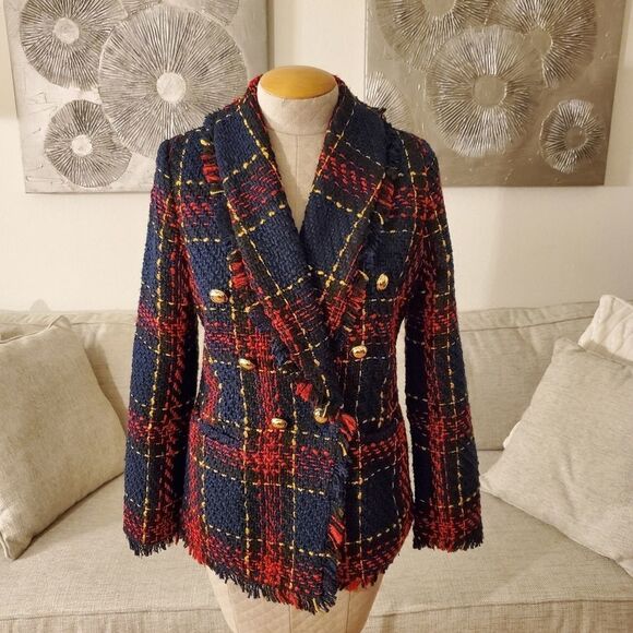 Halogen Raw Edge Cotton Blend Tweed Jacket - Picture 4 of 12